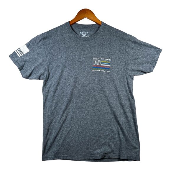 Men's Howitzer Patriot Support Our Heroes Police Fire Fighters T-Shirt Gray sz M - Picture 1 of 6
